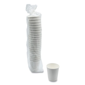 Boardwalk BWKDW10HCUPPK 10 oz Double-Walled Paper Hot Cups - White (25/Pack)
