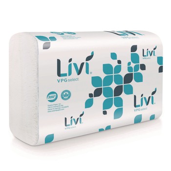 Livi VPG Select 9.45 in. x 9.06 in. 1-Ply Multifold Towel - White (16/Carton)