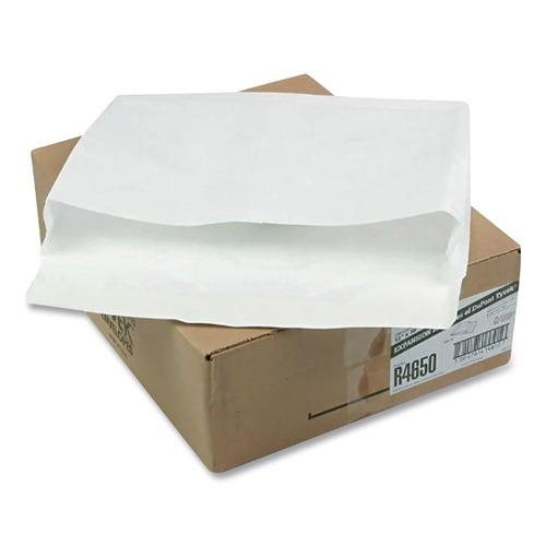 Envelopes & Mailers | Survivor QUAR4650 Tyvek 12 x 16 14 lb. Lightweight Square Flap Open End Expansion Mailers - White (100/Carton) image number 0