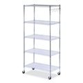 Labor Day Sale! Save $30 off $199! | Alera SW653618SR 36 in. x 18 in. x 72 in. Five-Shelf Wire Shelving Kit with Casters and Shelf Liners - Silver image number 0