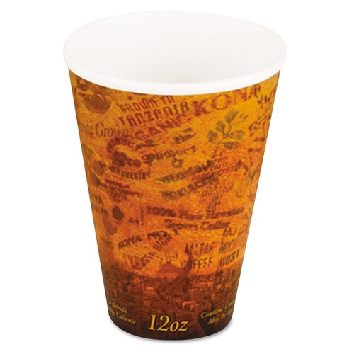 Just Launched | Dart 12U16ESC Stock Printed Escape 12 oz. Foam Hot/Cold Cups - Brown/Black (1000/Carton) image number 0