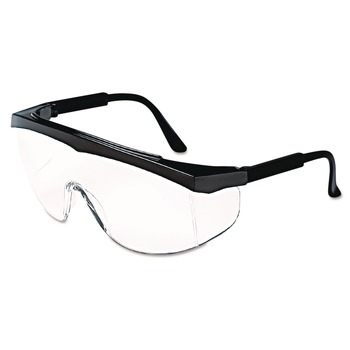 MCR Safety Stratos Safety Glasses - Black Frame Clear Lens (12/Box)