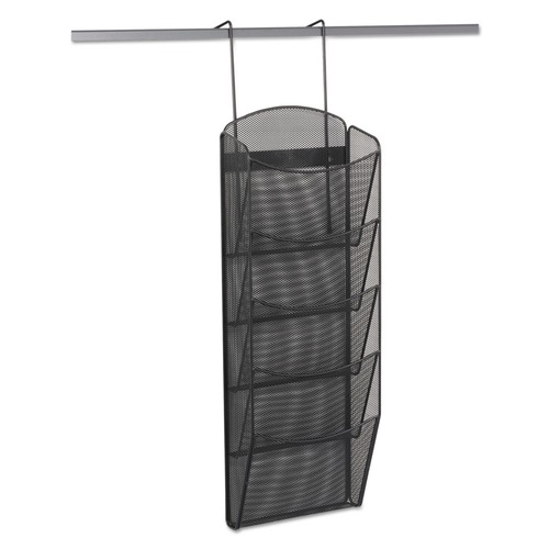 Office Jansan | Safco 5578BL 10.25 in. x 3.5 in. x 28.33 in. 5 Compartments Onyx Mesh Literature Rack - Black image number 0