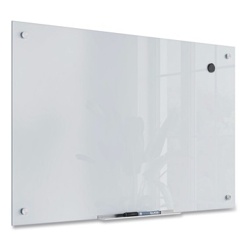 U Brands 35 in. x 23 in. Magnetic Glass Dry Erase Board Value Pack - Frosted White