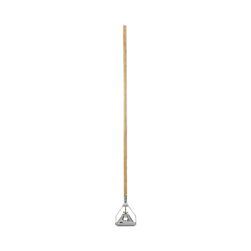 Mops | Boardwalk BWK601 Quick Change 0.88 in. Diameter x 54 in. Metal Head Wooden Mop Handle - Junior, Natural image number 0