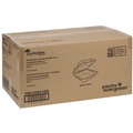 Food Trays, Containers, and Lids | Pactiv Corp. YMCH0901BB 9 in. x 9 in. x 3 in. Sugarcane EarthChoice PFAS Free Compostable Hinged Lid Container - White (150/Carton) image number 1