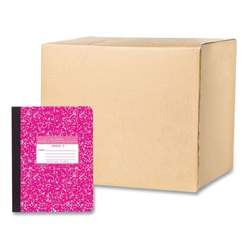 Roaring Spring 97227 9.75 in. x 7.5 in. Sheets Grade School Ruled Composition Book - Magenta Marble Cover (48/Carton)
