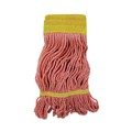 Mops | Boardwalk BWK501OR 5 in. Headband Cotton/Synthetic Fiber Super Loop Wet Mop Head - Small, Orange (12/Carton) image number 2