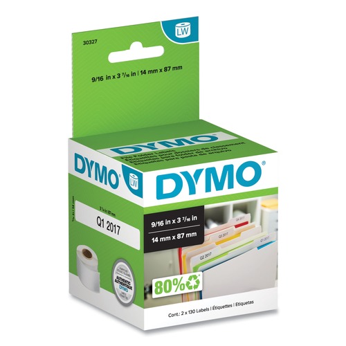 Office Jansan | DYMO 30327 LabelWriter 1-UP 0.56 in. x 3.43 in. File Folder Labels - White (2/Box) image number 0