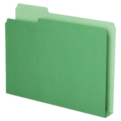Office Jansan | Pendaflex 54457 1.5 in. Expansion 1/3-Cut Assorted Tabs Double Stuff Letter File Folders - Green (50/Pack) image number 0
