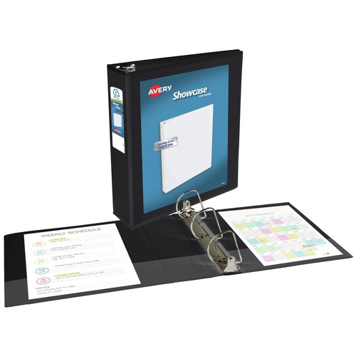 Office Jansan | Avery 19750 11 in. x 8.5 in. 3 Rings 3 in. Capacity Showcase Economy View Binders with Slant Rings - Black image number 0