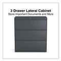  | Alera 25491 36 in. x 18.63 in. x 40.25 in. 3 Legal/Letter/A4/A5 Size Lateral File Drawers - Charcoal image number 1