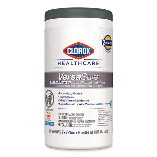 Cleaning & Janitorial Supplies | Clorox Healthcare 31758 VersaSure 6 in. x 5 in. 1-Ply Cleaner Disinfectant Wipes - Fragranced White image number 0