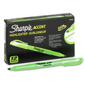 Sharpie 27026 Pocket Style Highlighters, Fluorescent Green Ink, Chisel Tip, Green Barrel, Dozen image number 0