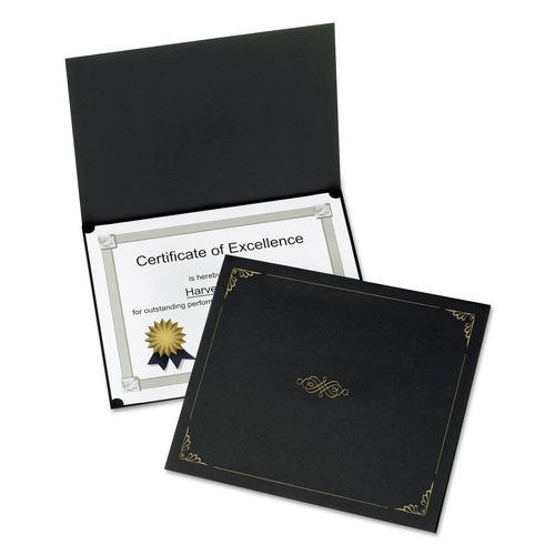 Office Jansan | Oxford 29900055BGD 11.25 in. x 8.75 in. Certificate Holder - Black (5/Pack) image number 0