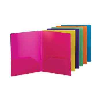 Smead 11 in. x 8.5 in. 100-Sheet Capacity Poly Two-Pocket Folders - Assorted (6/Pack)