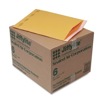 Sealed Air Jiffylite #6 Barrier Bubble Air Cell Cushion Self-Adhesive Closure Self-Seal 12.5 in. x 19 in. Bubble Mailer - Brown Kraft (50/Carton)