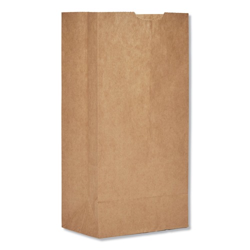 Office Jansan | Ross & Wallace Paper Products 100304500PK/BL 5 in. x 3.13 in. x 9.88 in. #4 Size Grocery Paper Bags - Kraft (500/Bundle) image number 0