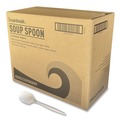 Food Service | Boardwalk BWKSOUPMWPP 4.86 in. Mediumweight Polypropylene Soup Spoon Cutlery - White (1000/Carton) image number 0