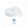 Cleaning Cloths | Boardwalk BWK4012WHI 12 in. Diameter Polishing Floor Pads - White (5/Carton) image number 2