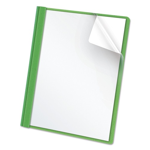 Office Jansan | Oxford 55807EE 3 Fastener 1/2 in. Capacity Clear Front Report Covers - Green (25/Box) image number 0