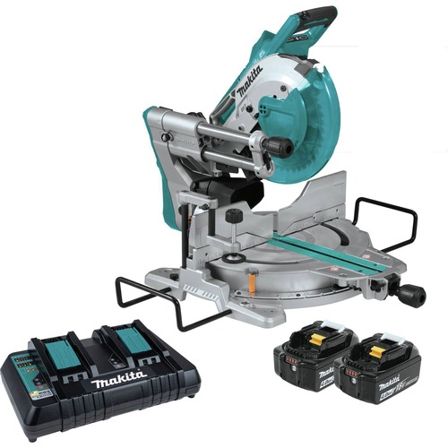 Miter Saws | Makita XSL06PM 36V (18V X2) LXT Brushless Lithium-Ion 10 in. Cordless Dual-Bevel Sliding Compound Miter Saw with Laser Kit and 2 Batteries (4 Ah) image number 0