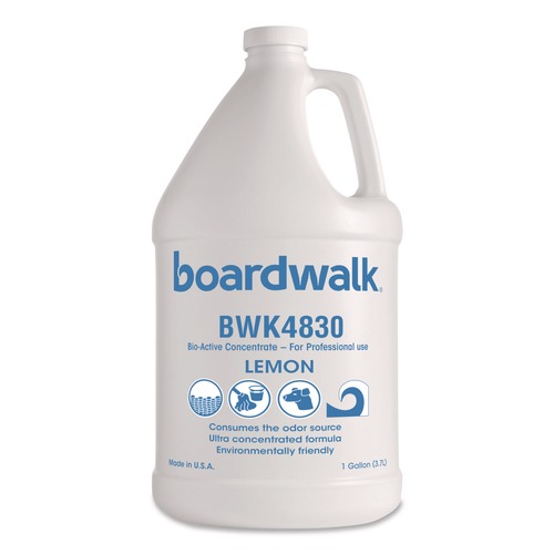 Cleaning & Janitorial Supplies | Boardwalk 105G-P-000I004M-22-21430 1 Gallon Odor Eliminator Enzyme Plus Concentrate - Lemon (4/Carton) image number 0