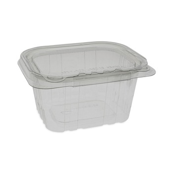 Pactiv Corp. EarthChoice 5.38 x 4.5 x 2.63 16 oz Plastic Tamper Evident Recycled Hinged Lid Deli Container - Clear (304/Carton)