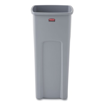Rubbermaid Commercial Untouchable 23 Gallon Square Plastic Waste Container - Gray