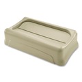 Trash Cans | Rubbermaid Commercial FG267360BEIG Slim Jim 11.38 in. x 20.5 in. x 5 in. Swing Lid - Beige image number 1