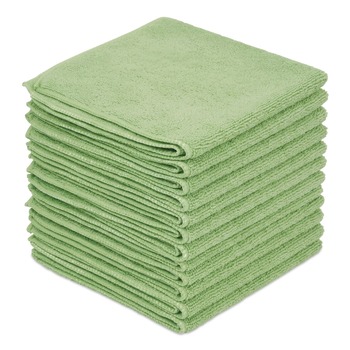 Boardwalk 12 in. x 12 in. Microfiber Cloths - Green (12/Pack)