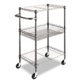  | Alera ALESW342416BA 28 in. x 16 in. x 39 in. 500-lb. Capacity Three-Tier Wire Rolling Cart - Black Anthracite image number 0