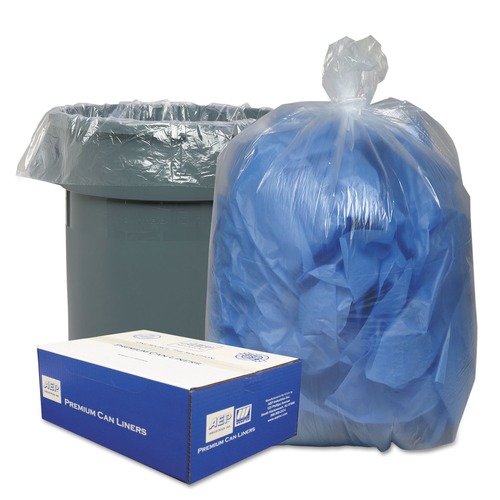 Just Launched | Classic Clear WEBBC48 40 in. x 46 in. 0.63 mil, 45 Gallon Linear Low-Density Can Liners - Clear (250-Piece/Carton) image number 0