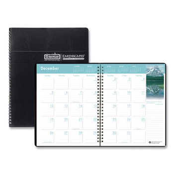 House of Doolittle 11 in. x 8.5 in. 14-Month (Dec 2025-Jan 2027) Earthscapes Recycled Ruled Monthly Planner - Black Cover