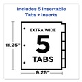 Office Jansan | Avery 11906 Insertable 5-Tab 11-1/8 in. x 9-1/4 in. Big Tab Plastic Dividers with Two Pockets - Multicolor (1-Set) image number 2