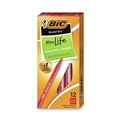 Office Jansan | BIC GSM11 RED Round Stic Xtra Life Medium 1 mm. Stick Ballpoint Pen - Red Ink/Translucent Red Barrel (1-Dozen) image number 0