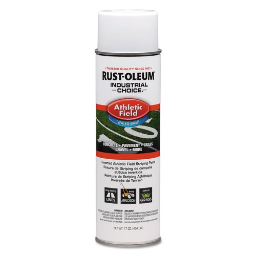 Paint | Rust-Oleum RST206043CT Industrial Choice 17 oz. Aerosol Can Athletic Field Inverted Striping Paint - Flat Athletic Inverted White (12/Carton) image number 0