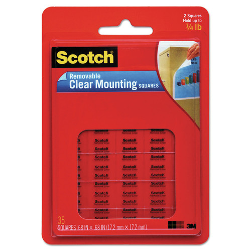 Office Jansan | Scotch 859 0.69 x 0.69 Removable Clear Mounting Squares, Holds Up to 0.33 lbs. - Clear (35/Pack) image number 0