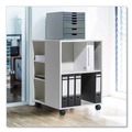 Utility Carts | Durable 311310 20.79 in. x 23.31 in. x 29.45 in. 6 Shelves Wood Flexible Multi-Functional Cart for Office Storage - Gray image number 3
