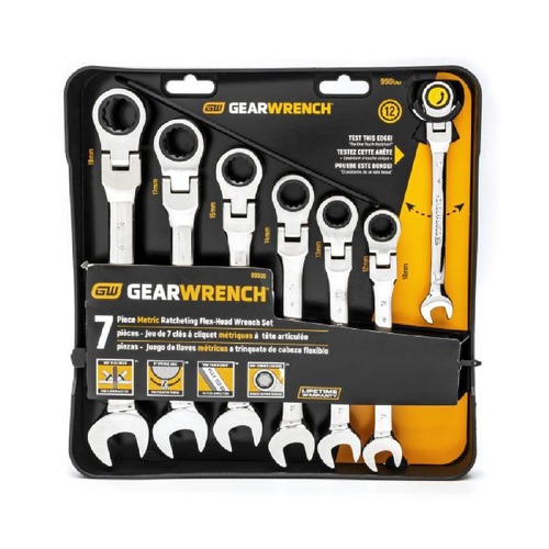 GearWrench 9700/7pc Set Flex Head/Ratcheting Combo Wrench for sale online 