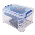 Mothers Day Sale! Save an Extra 10% off your order | Advantus 37375 Super Stacker Divided Storage Box with 5 Sections - Clear/Blue image number 2