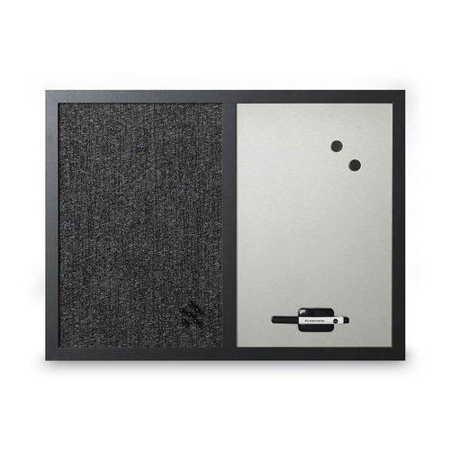 Mothers Day Sale! Save an Extra 10% off your order | MasterVision MX04433168 24 in. x 18 in. Designer Combo MDF Wood Frame Fabric Bulletin/Dry Erase Board - Charcoal/Gray/Black image number 0