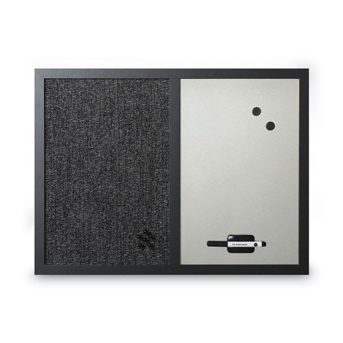 Office Jansan | MasterVision MX04433168 24 in. x 18 in. Designer Combo MDF Wood Frame Fabric Bulletin/Dry Erase Board - Charcoal/Gray/Black image number 0