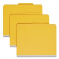 File Folders | Smead 14084 6 SafeSHIELD Fasteners 2 Dividers Letter Size 6-Section Pressboard Top Tab Pocket Classification Folders - Yellow (10/Box) image number 0