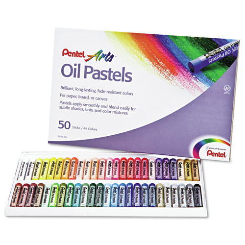 Office Jansan | Pentel PHN-50 0.38 in. Diameter x 2.38 in. Oil Pastel Set With Carrying Case - 45 Assorted Colors (1-Set) image number 0