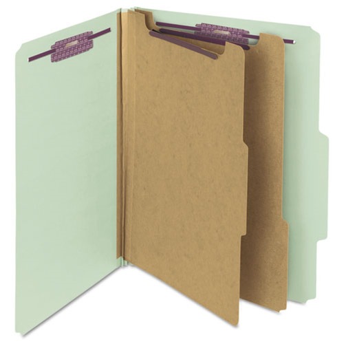Office Jansan | Smead 14076 Pressboard Six-Section Classification Folders with 2/5-Cut Tabs- Letter, Gray/Green (10/Box) image number 0