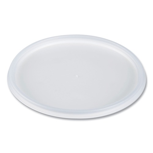 Food Trays, Containers, and Lids | Dart 48JL Flat Vented Plastic Lids for 24 - 32 oz. Foam Containers - Translucent (500/Carton) image number 0