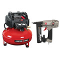 Porter-Cable C2002-NS150C 0.8 HP 6 Gallon Oil-Free Pancake Air Compressor and 18-Gauge 1-1/2 in. Narrow Crown Stapler Kit Bundle image number 0