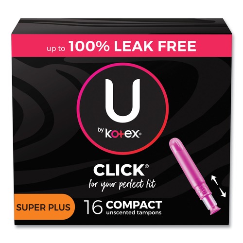 Cleaning & Janitorial Supplies | Kimberly-Clark 51582 U by Kotex Super Plus Absorbency Click Compact Tampons (8 Packs/Carton) image number 0