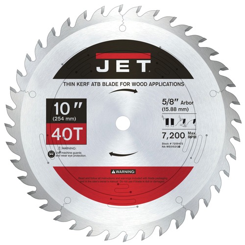 Circular Saw Blades | JET JT9-7259472 10 in. 40T Thin Kerf ATB Circular Saw Blade image number 0